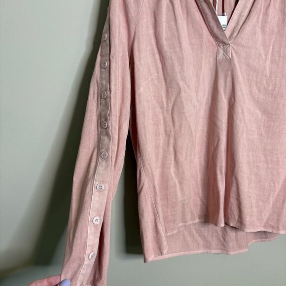 NWT ECRU Barrymore Button Accent Long Sleeve Shirt in Dusty Rose Pink Large - Picture 4 of 7